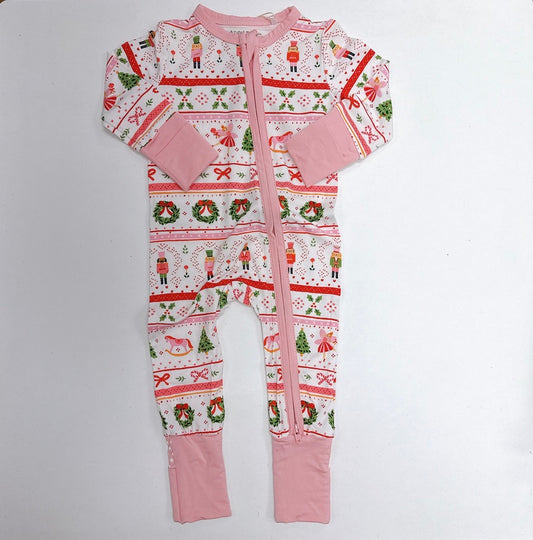 2 way Zipper Romper Sugar Plum Fairy Pink