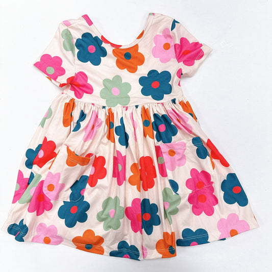 Retro Floral S/S Twirl Dress