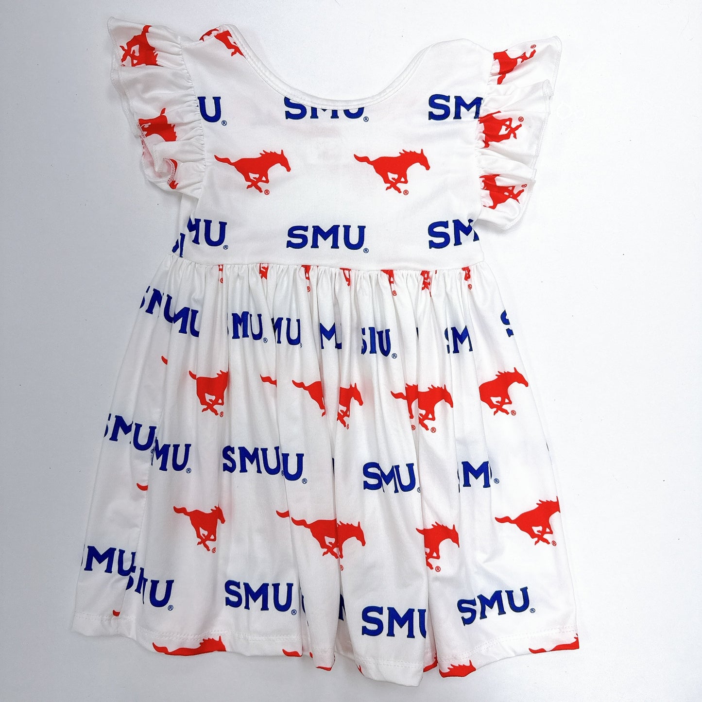 SMU White Flutter Twirl Dress