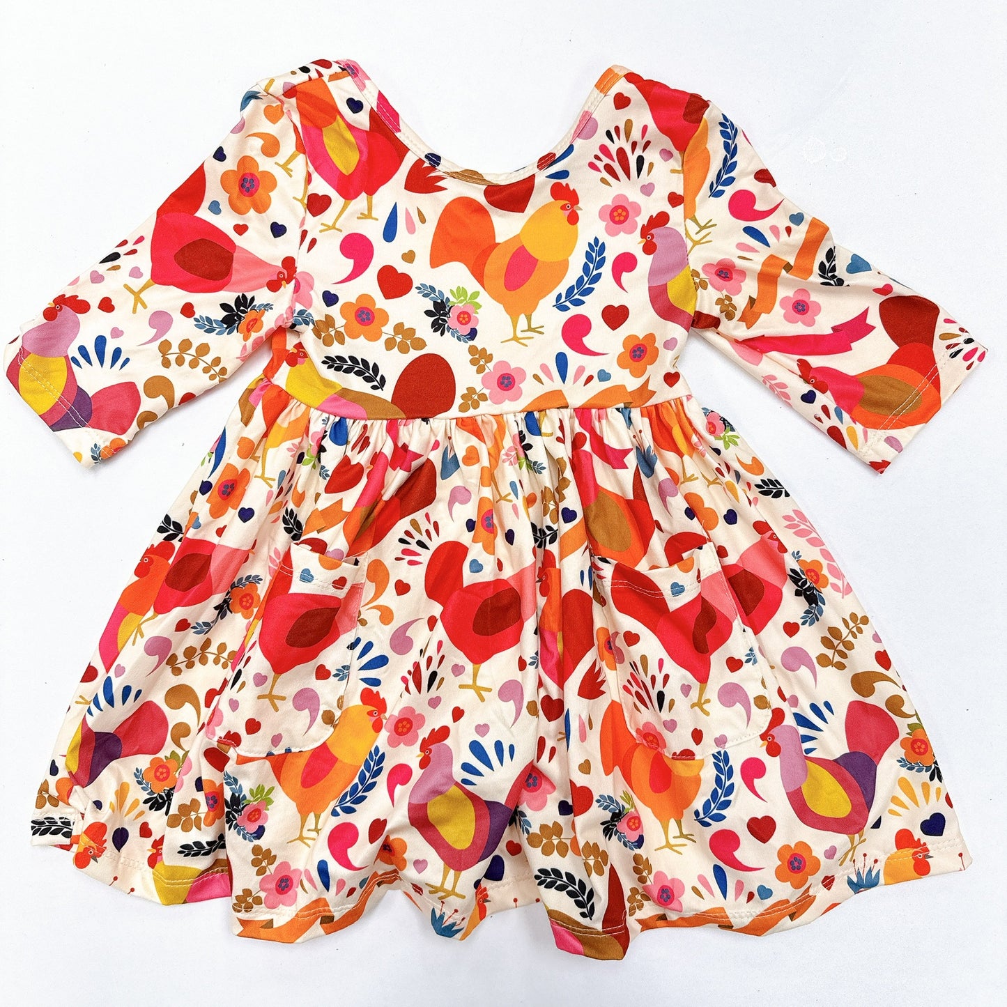 Little Red Hen 3/4 sleeve dress