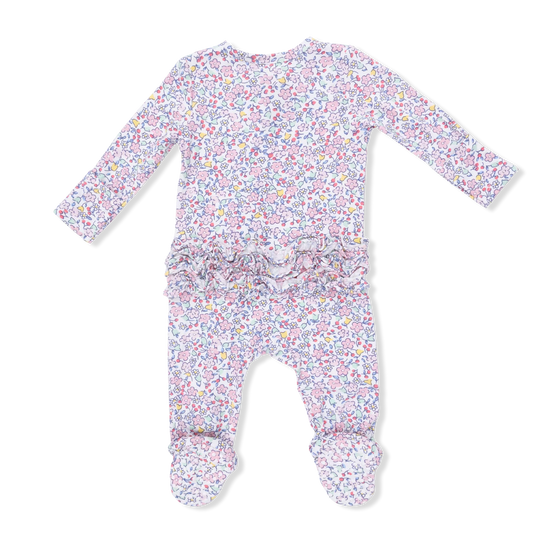 Elizabeth's Garden Ruffle Zipper Footie