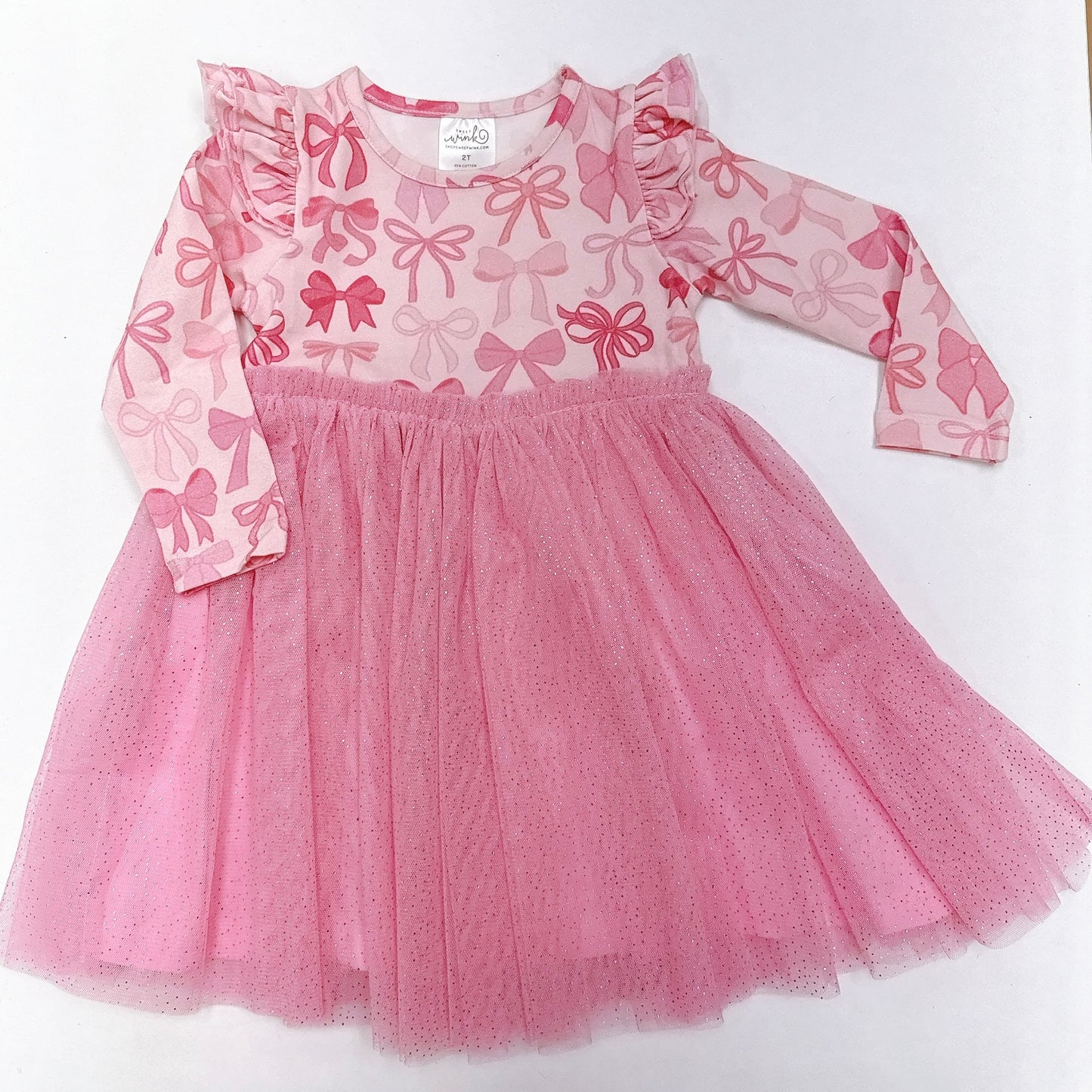Coquette Bow Long Sleeve Tutu Dress