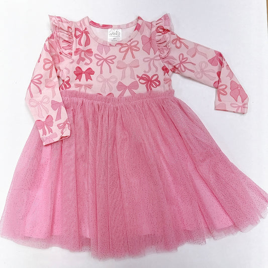Coquette Bow Long Sleeve Tutu Dress