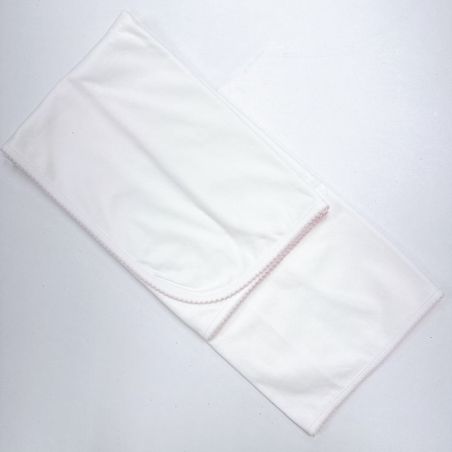 White Receiving Blanket Pink Trim