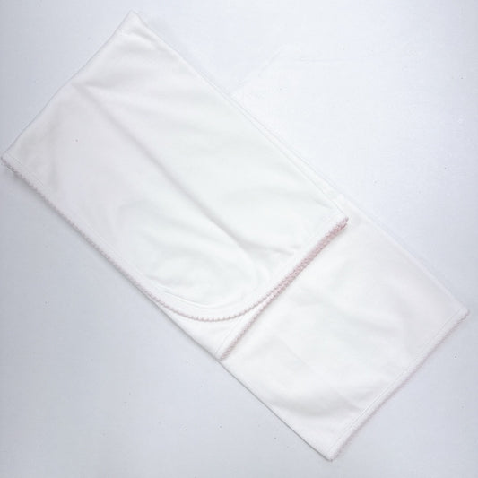 White Receiving Blanket Pink Trim