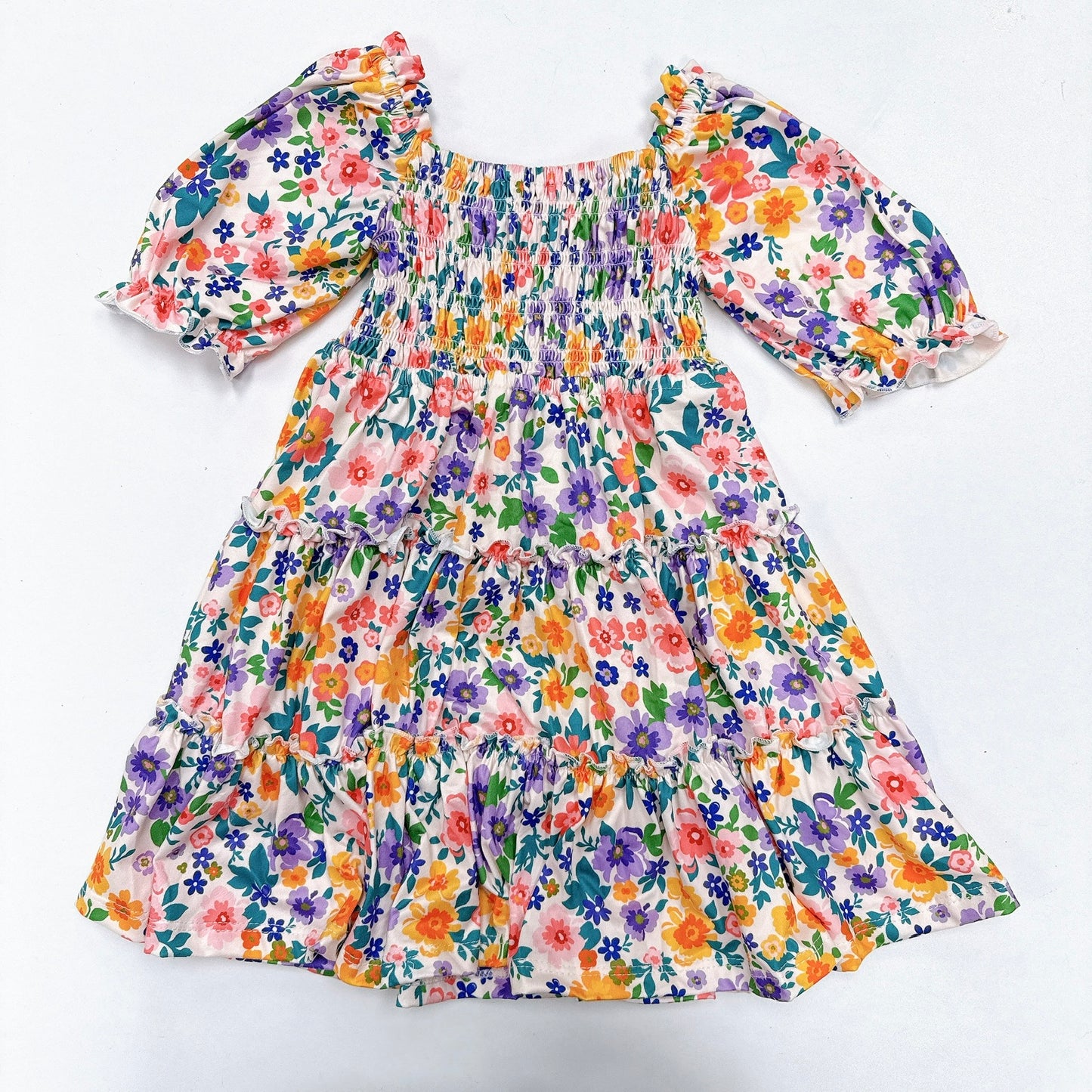 Garden Groove Smocked Ruffle Dress