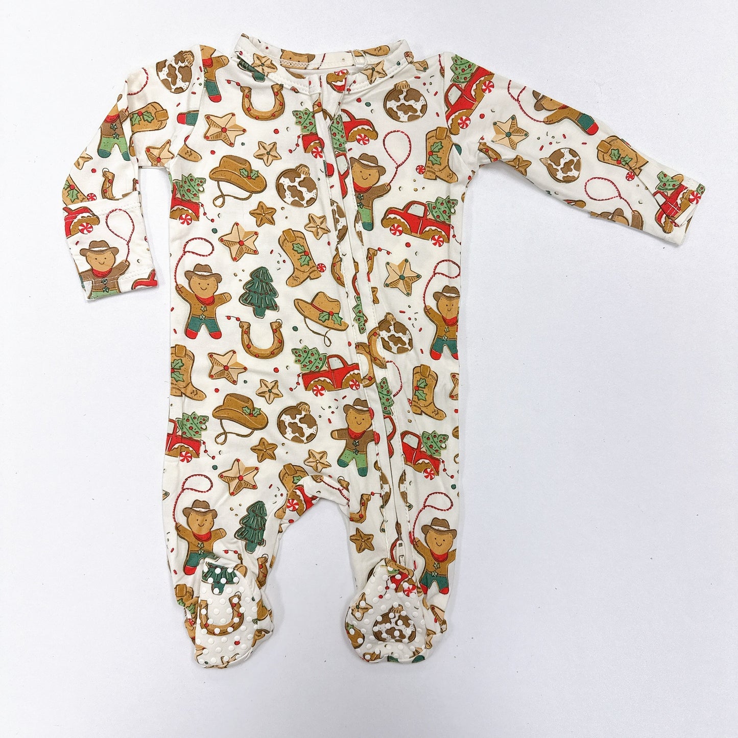 Cowboy Christmas Cookies Zipper Footie