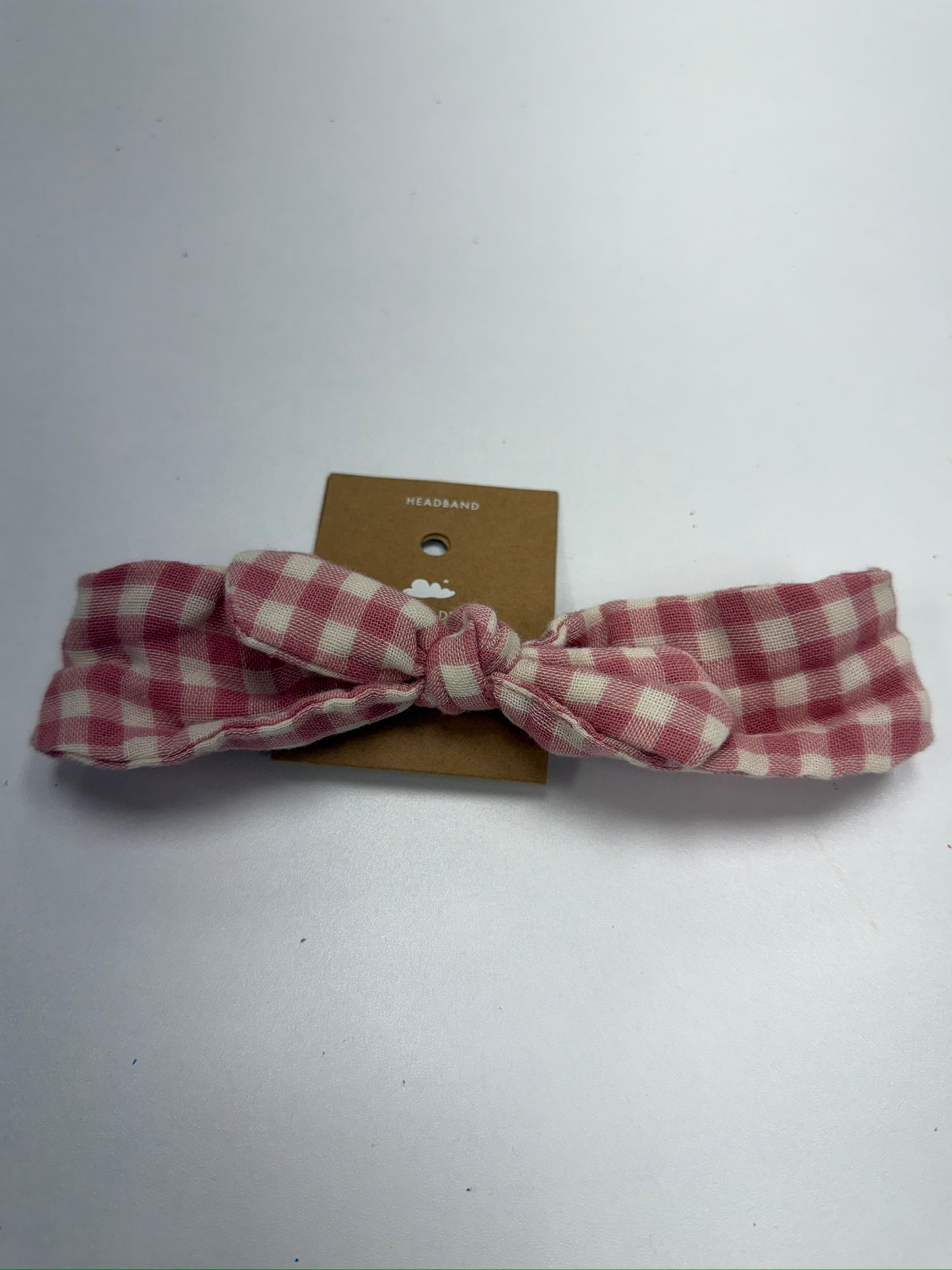 Knot Headband Rose Pink Plaid