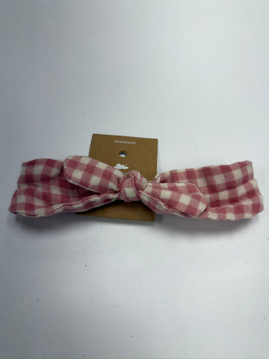Knot Headband Rose Pink Plaid