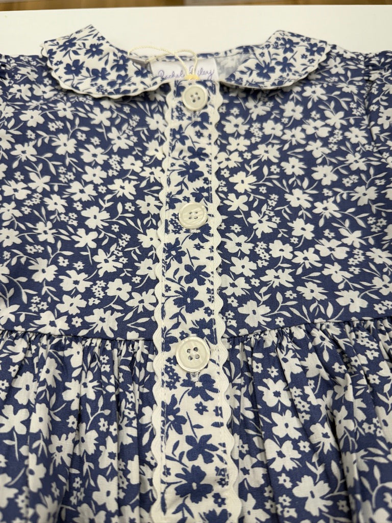 Blue & White Floral Button- Front Dress