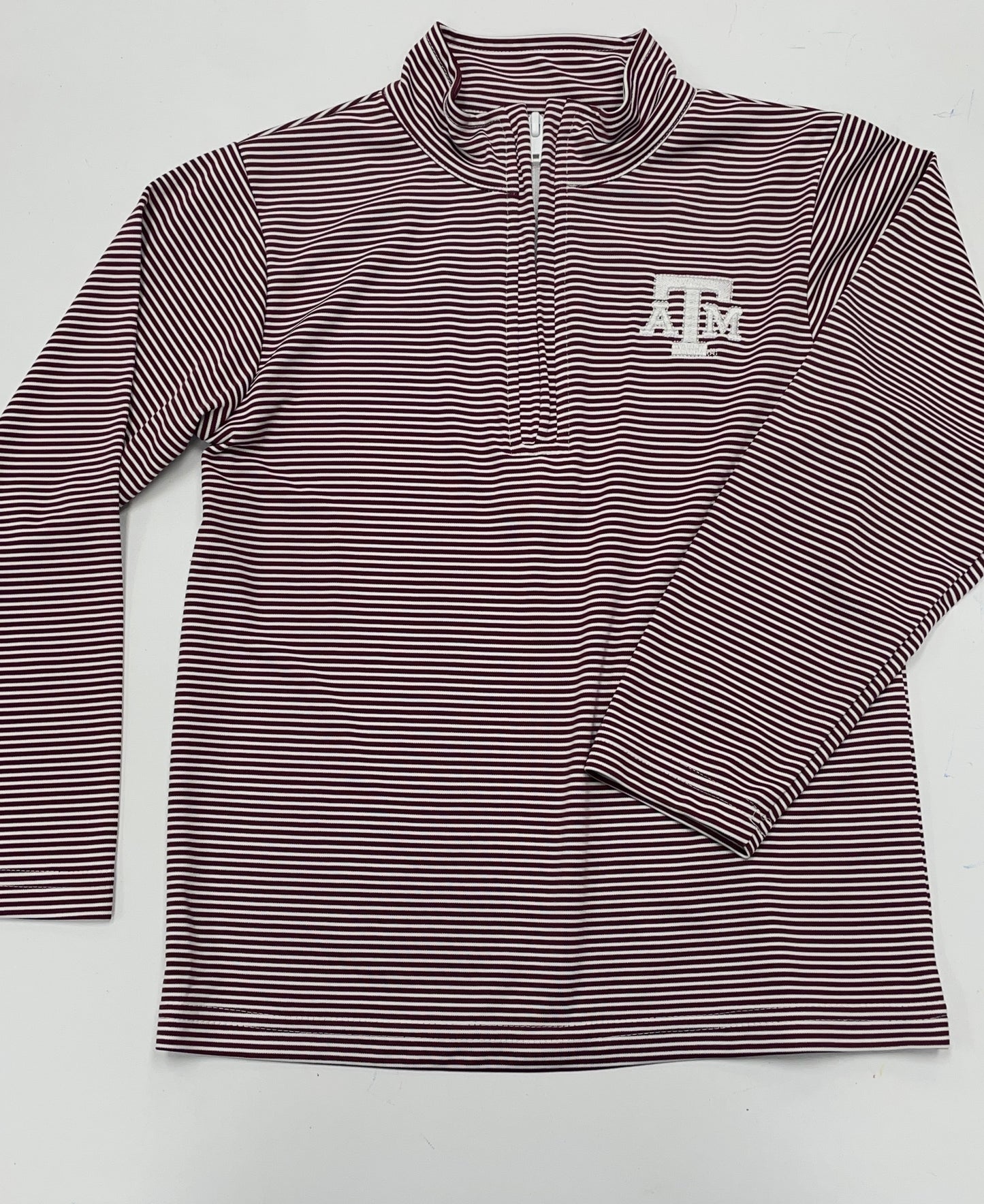 TAMU Embroidered Maroon Stripes 1/4 zip Pullover