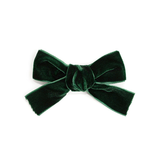 Emerald Green Velvet Bow Christmas Clip