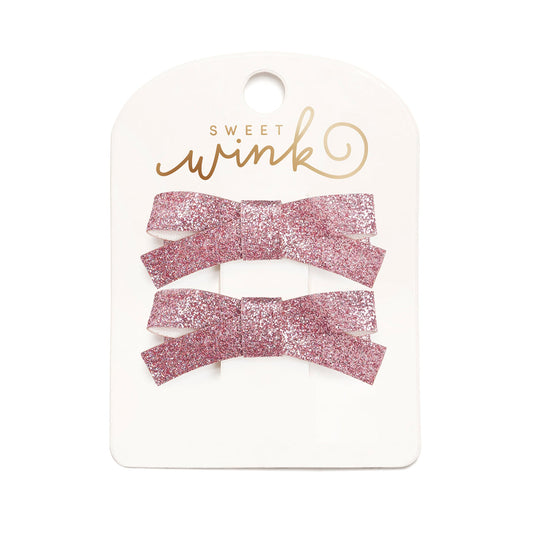 Pink Glitter Bow Clip