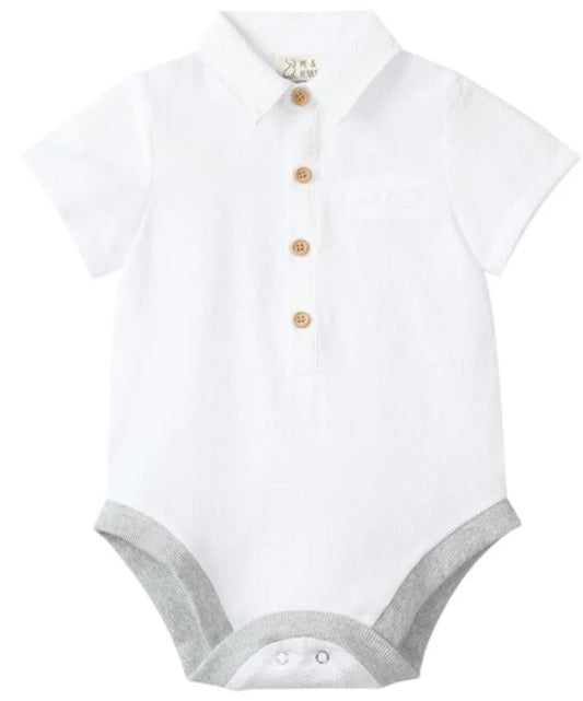 Helford Woven Onesie -White Seersucker