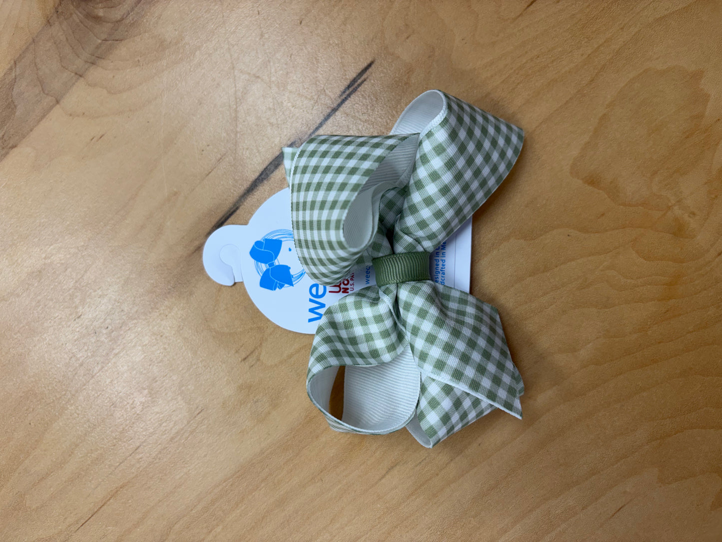 Grosgrain Hair Bow with Gingham Print