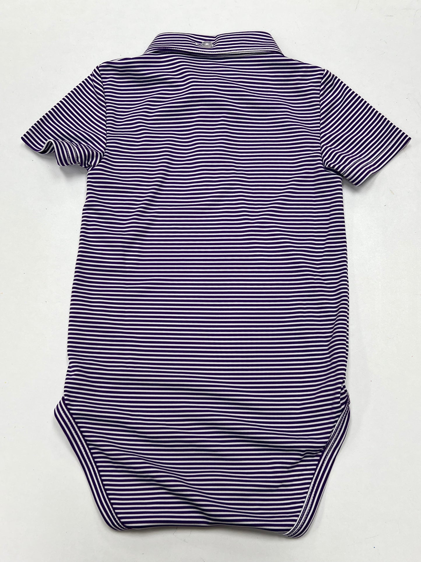 TCU Horned Frogs Embroidered Purple Stripe Knit Polo Onesie