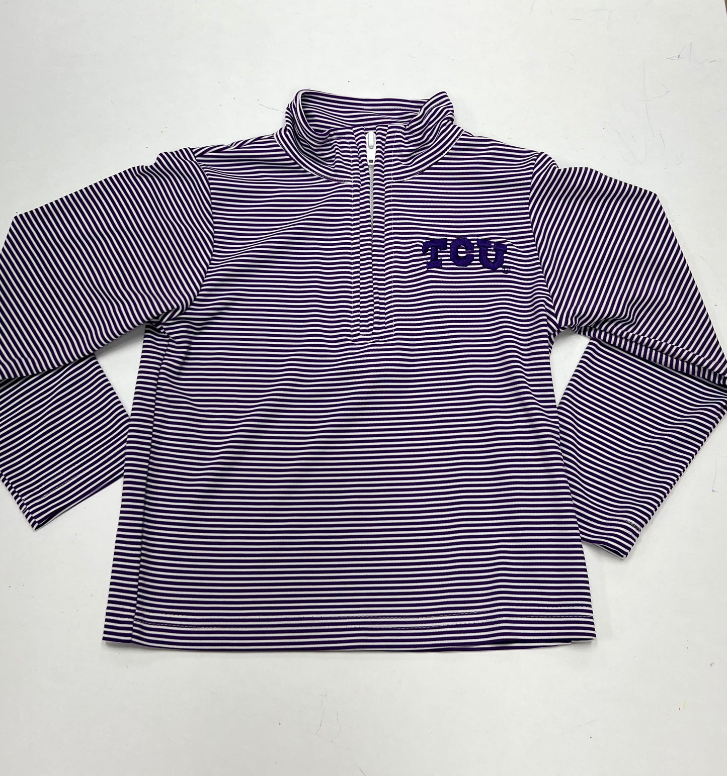 TCU Embroidered Purple Stripes 1/4 Zip Pullover