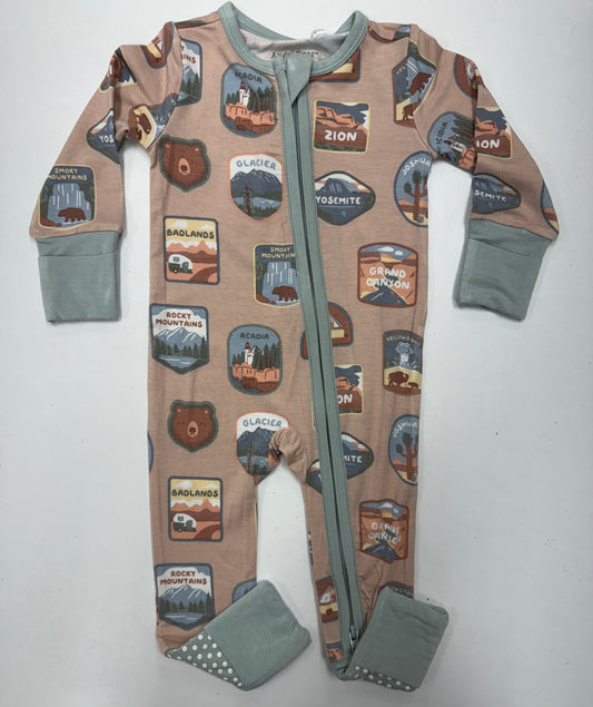 National Park Patches- Pink 2 way zipper