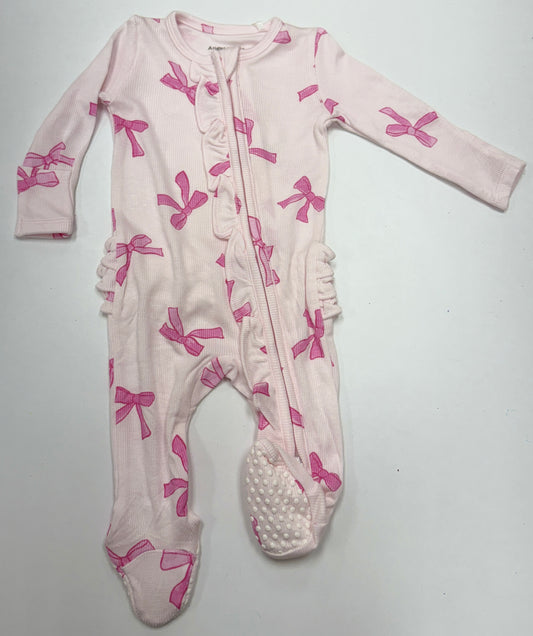 Pretty Bows zipper footie
