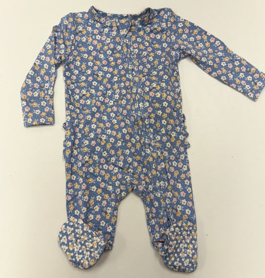 Country Calico Zipper Ruffle Footie