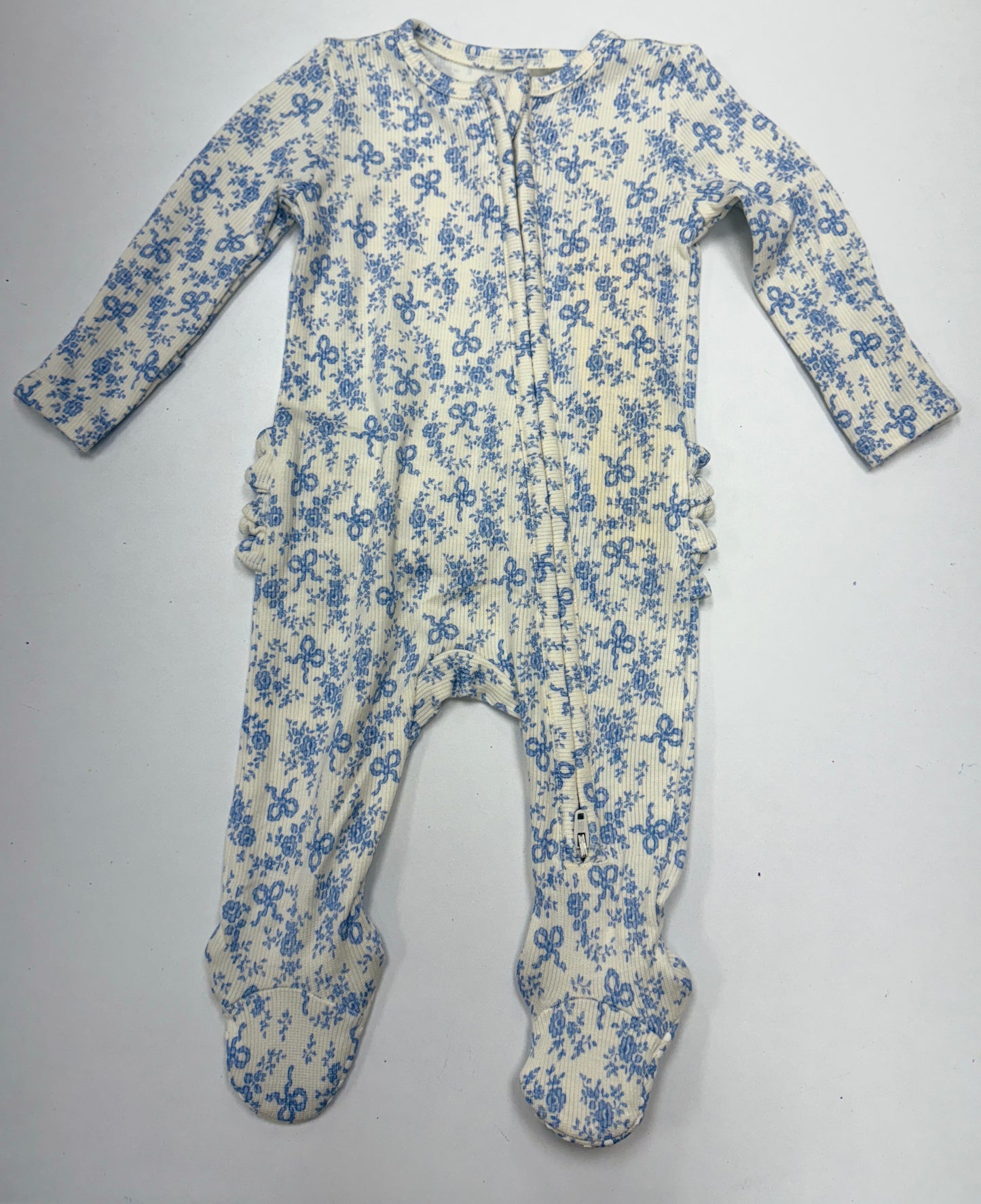 Sweet Rose Calico Zipper Ruffle Footie