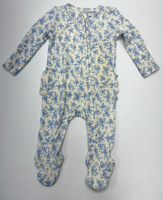Sweet Rose Calico Zipper Ruffle Footie
