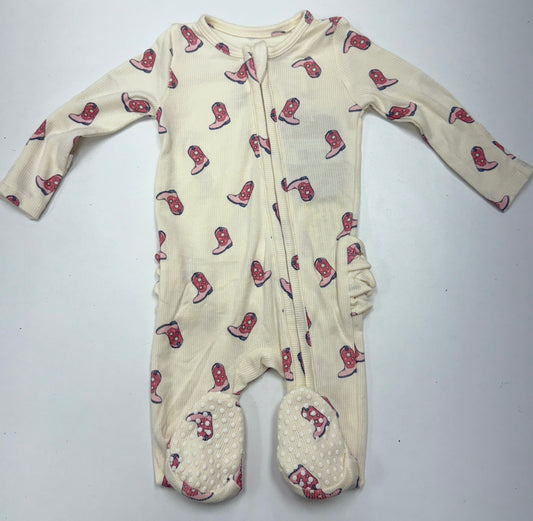 Petite Cowgirl boots zipper footie