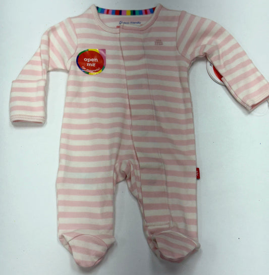 Pink Stripe Cotton Footie