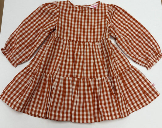 Classic Rust Ginham Woven l/s Twirl Dress