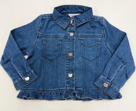 Medium Wash Stretch Denim Ruffle Jacket