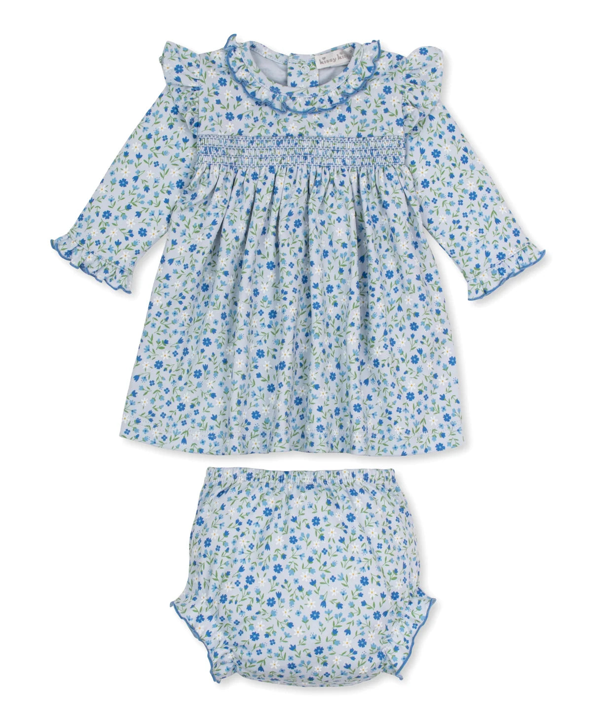 Blue smocked dress set
