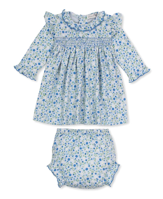 Blue smocked dress set
