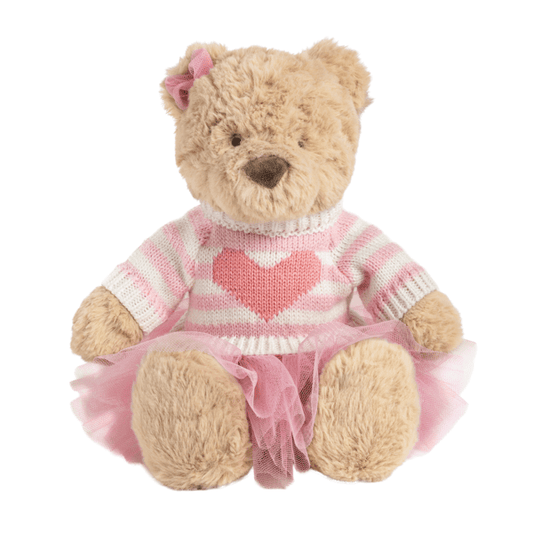 Mia the Bear Plush Heart Sweater