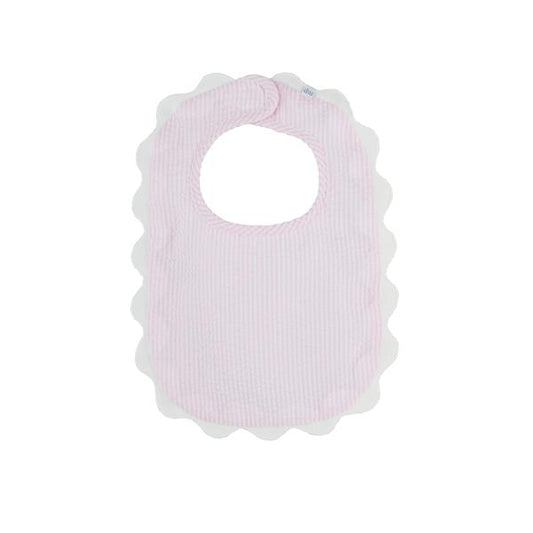 Pink Seersucker Scallop Bib