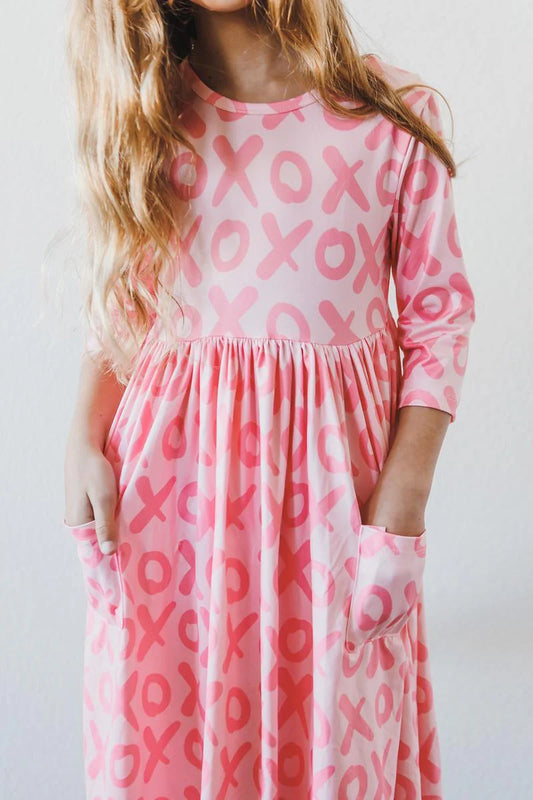 XOXO 3/4 Sleeve Pocket Twirl Dress