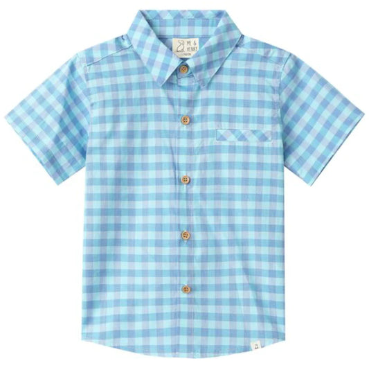 Newport Woven Shirt - Blue Turquoise Plaid
