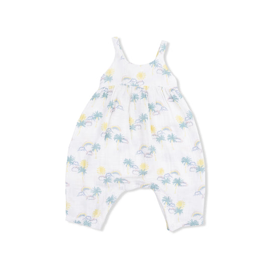 Palm Trees & Rainbows Tie Back Romper