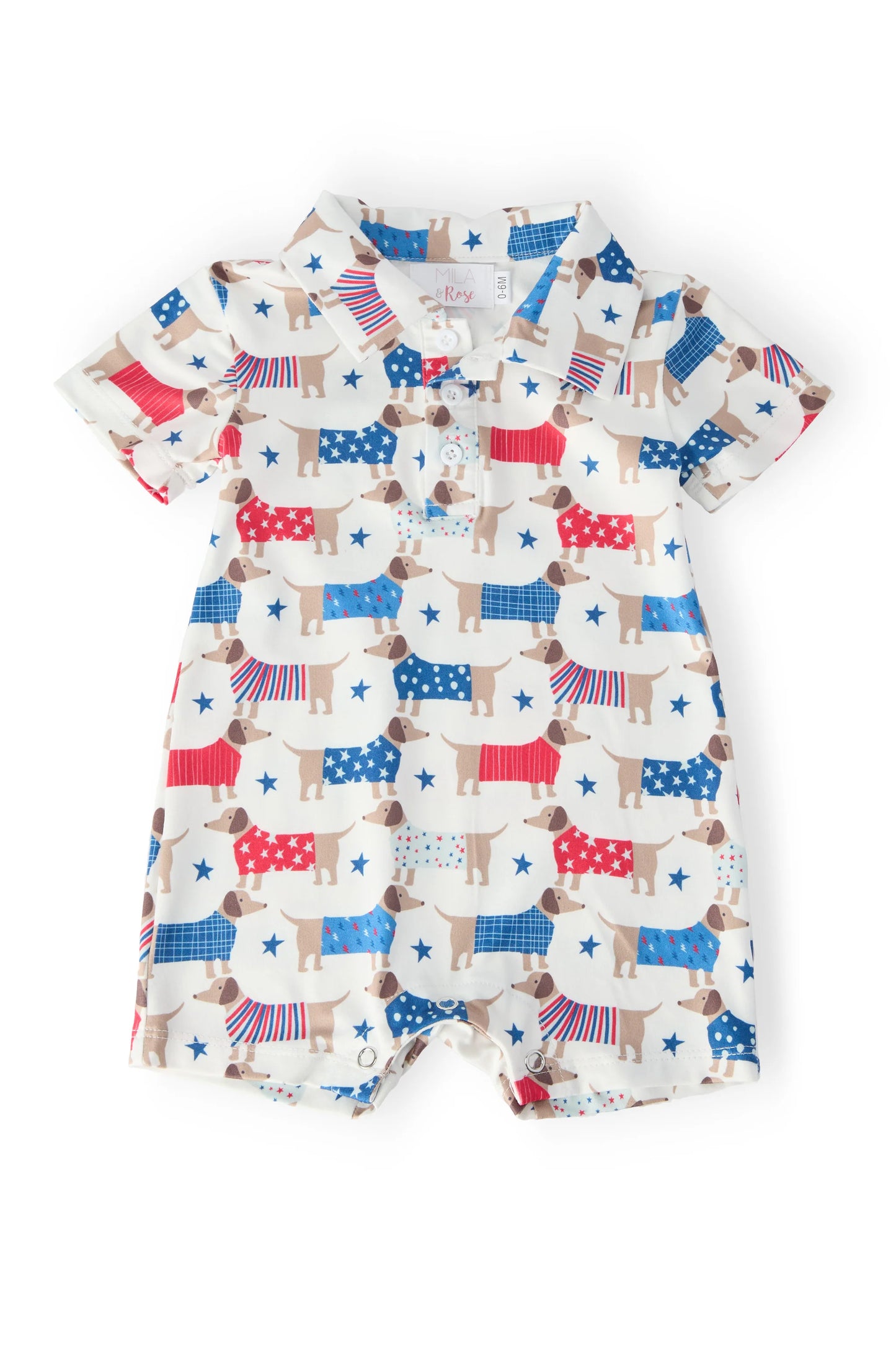 Patriotic Pups Polo Shorty One Piece