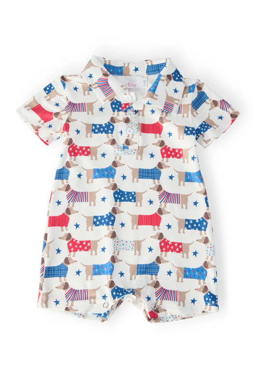 Patriotic Pups Polo Shorty One Piece