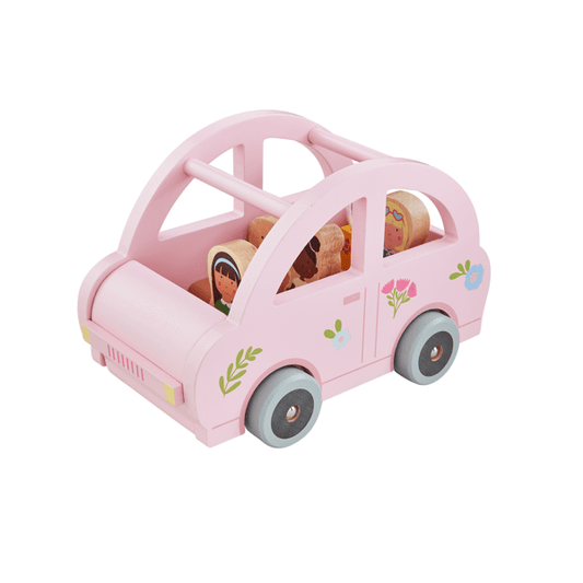 Wood Pink Car Toy Set
