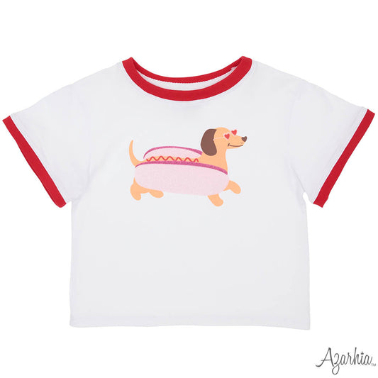 Glitter Valentine Hot Dog White Boxy T