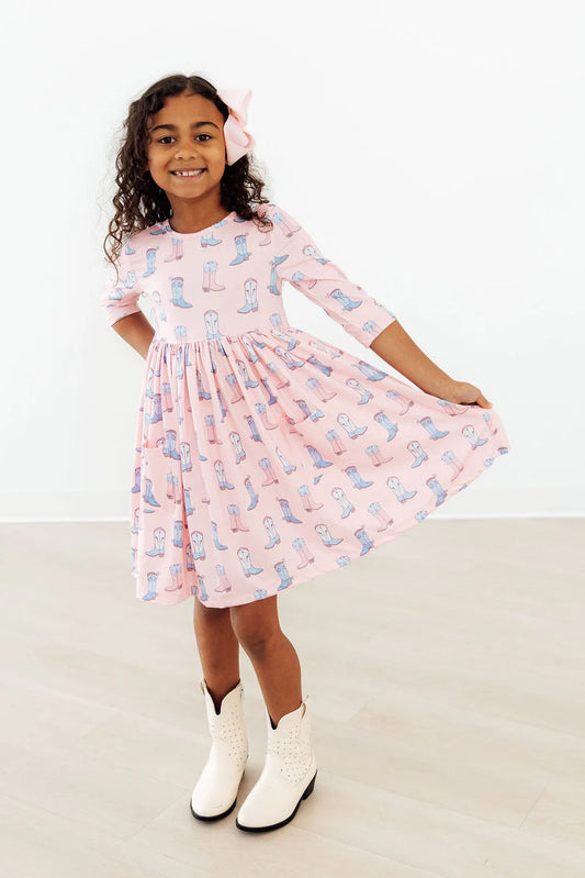 Ribbons & Rodeo 3/4 Sleeve Pocket Twirl Dress