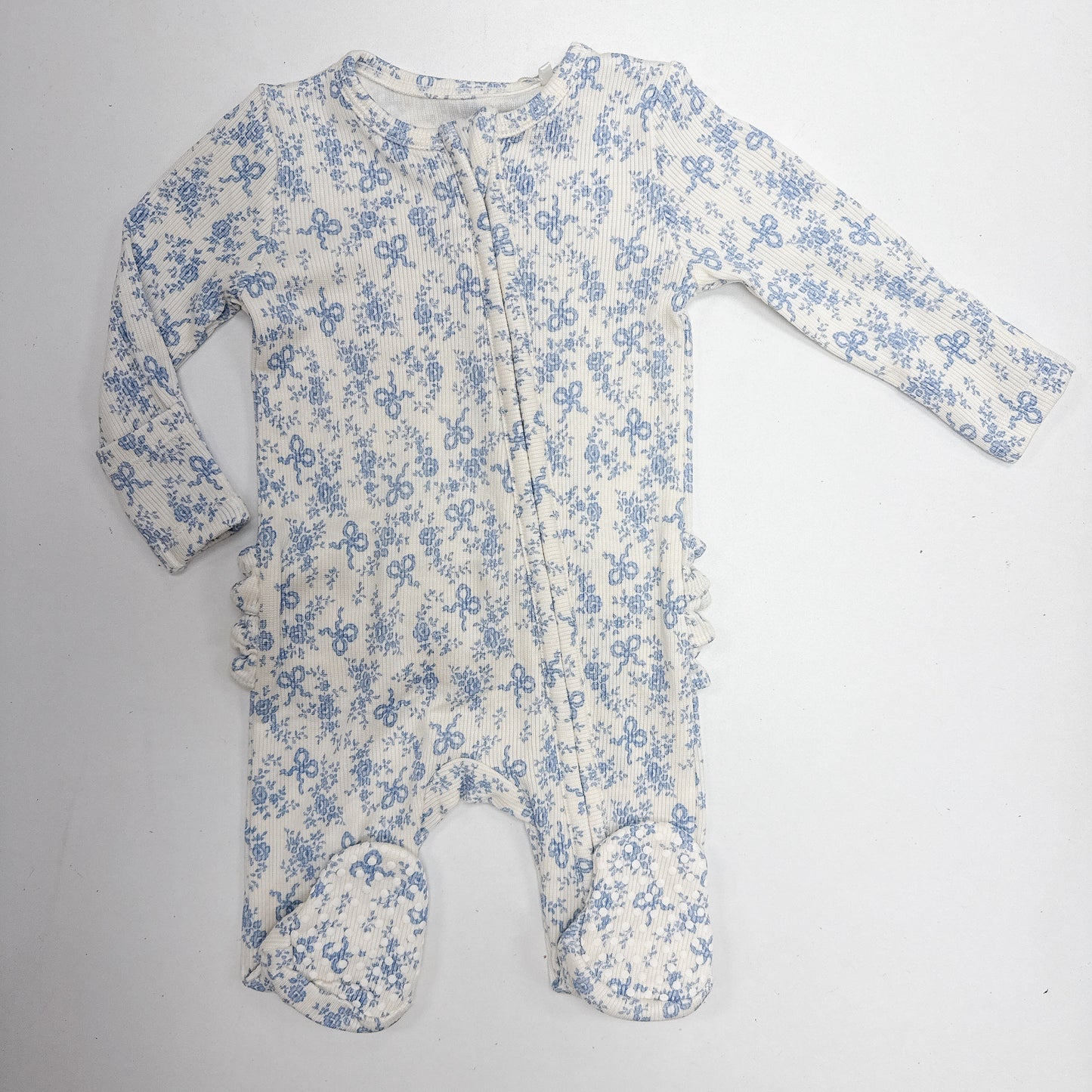 Romi Floral Zipper Ruffle Footie