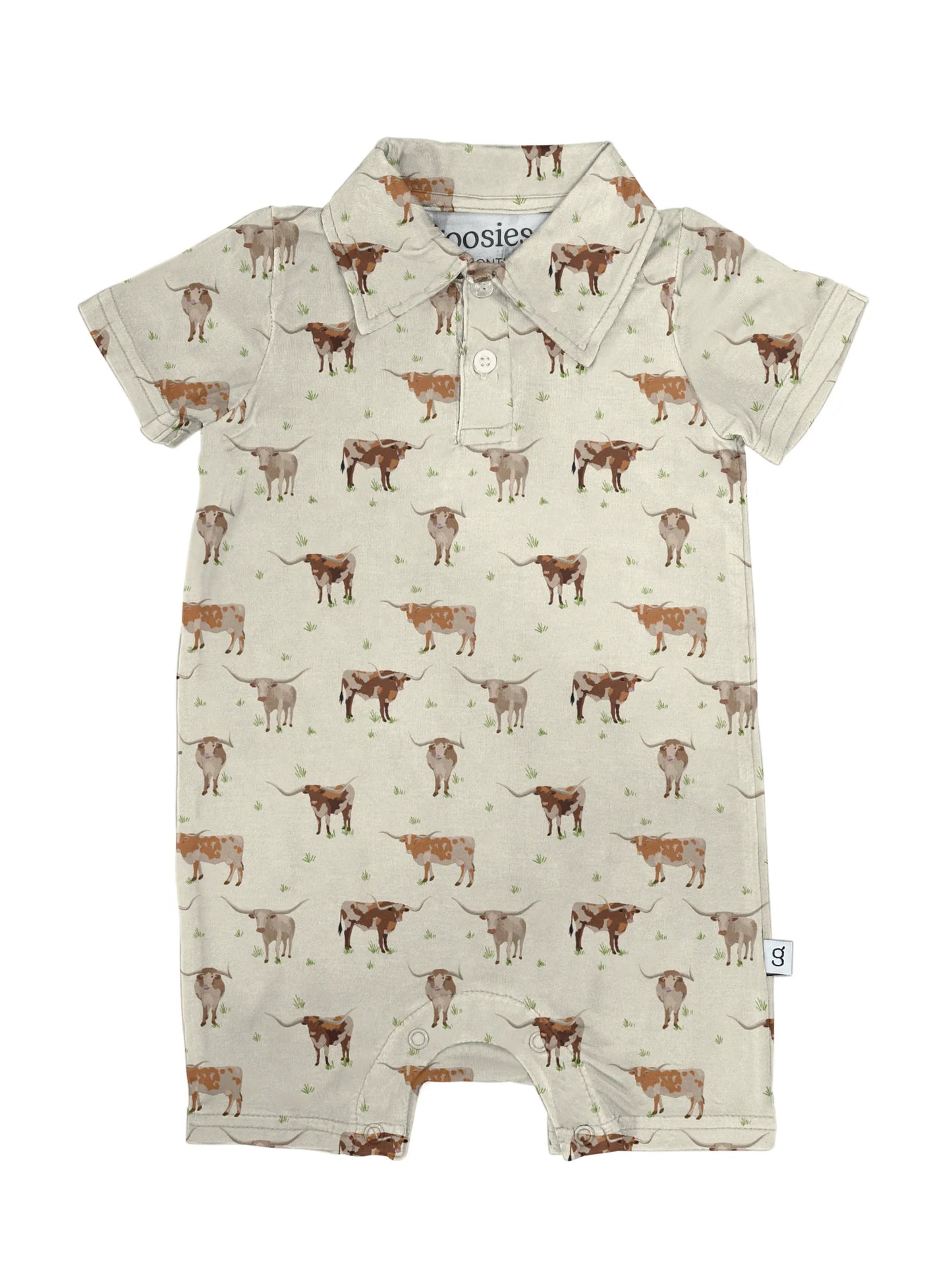 SS Polo Romper- Longhorns