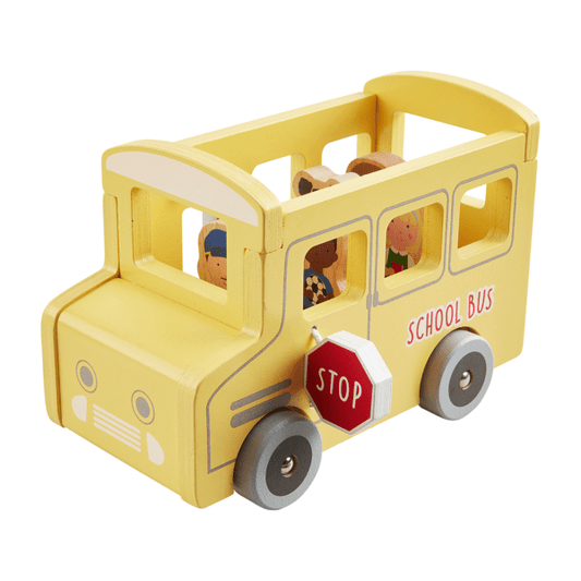 Wood School Bus Toy Set