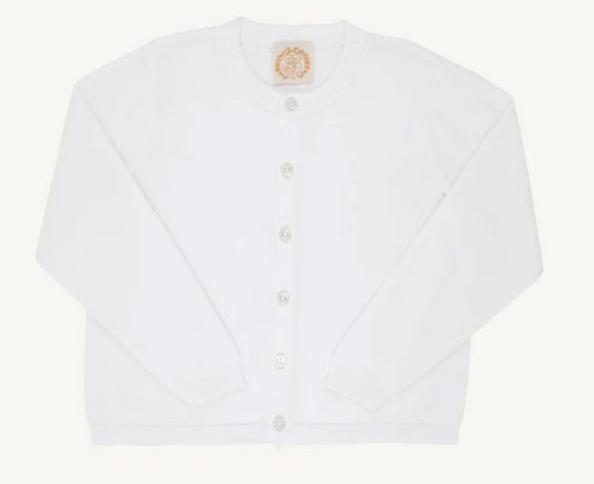Cambridge Cardigan Pearl Buttons - Worth Ave White