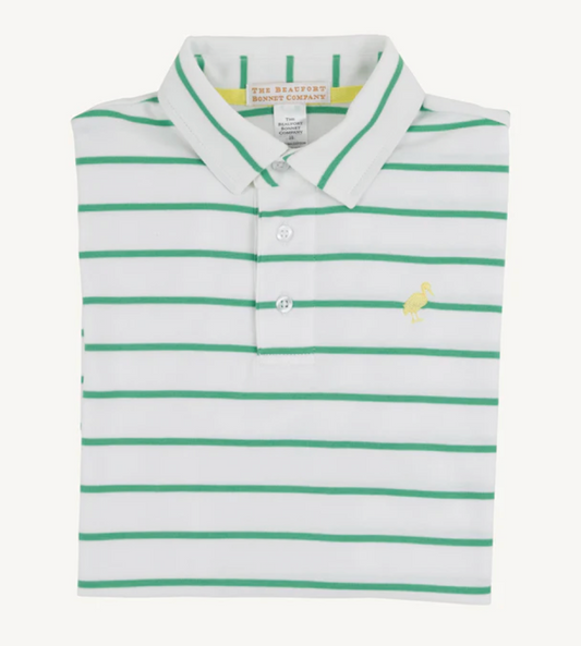 Prim & Proper Polo S/S - Gibson Green Stripe