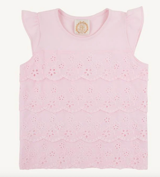 Ellie's Eyelet tank- Palm Beach pink