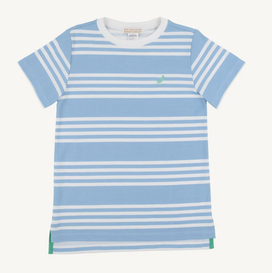Carter Crewneck - Saddle Ridge Stripe in Sarasota Sky