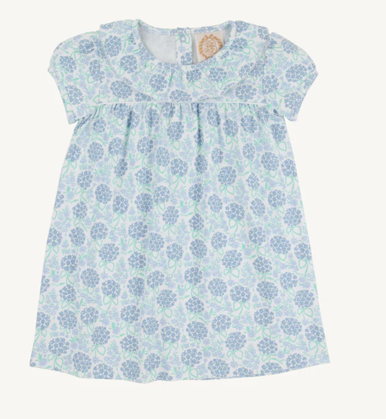 Ramona Ruffle S/S Dress - Handful of Hydrangeas - Worth Ave White